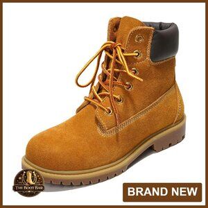 Women's Combat Boots Suede Leather Lace-Up Ankle Boots Slip-Resistant